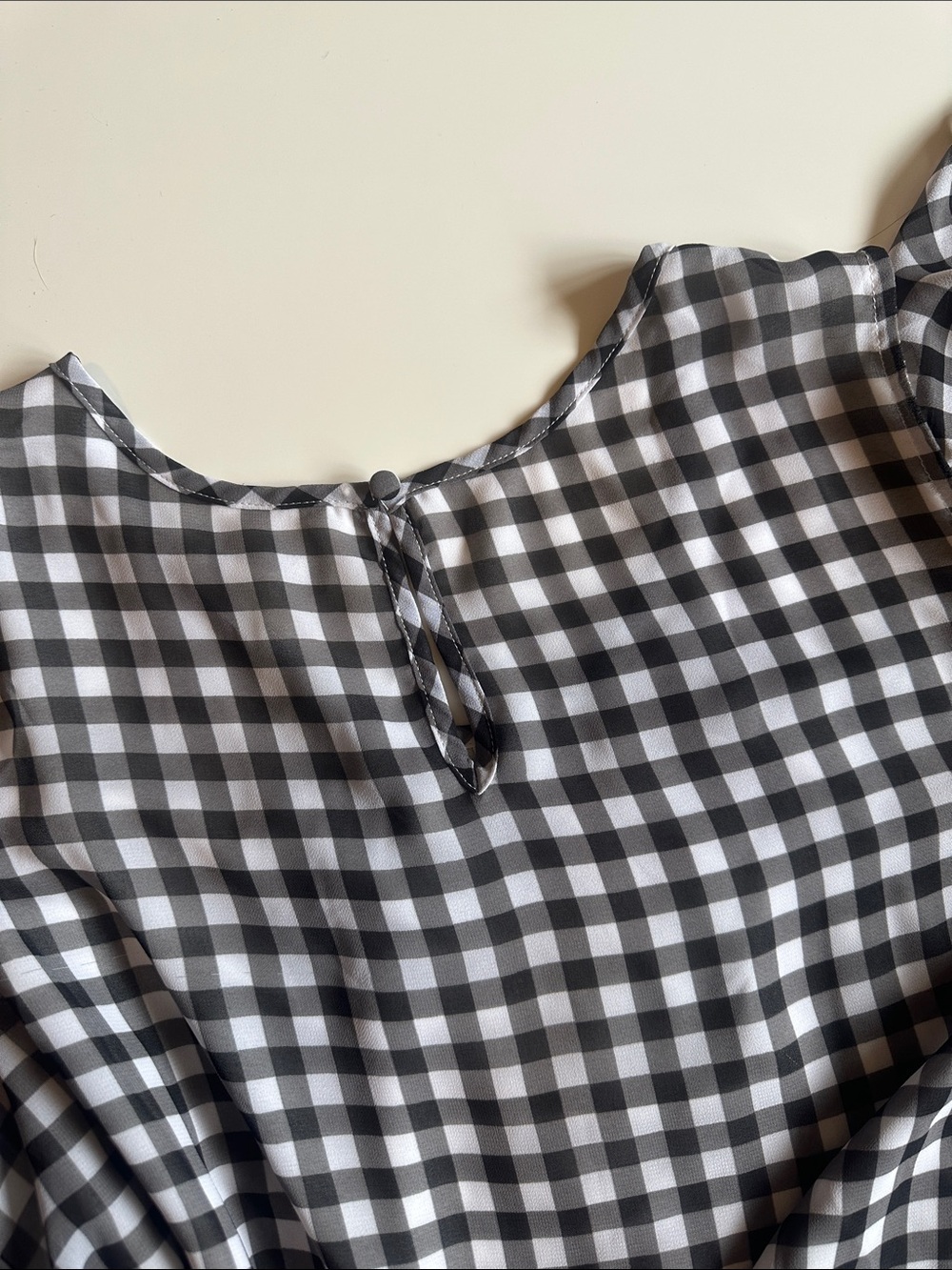 NWOT Cato Black & White Gingham Cold-Shoulder Blouse - Picture 4 of 4